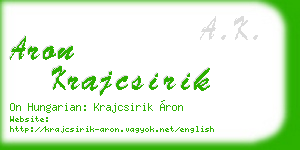 aron krajcsirik business card